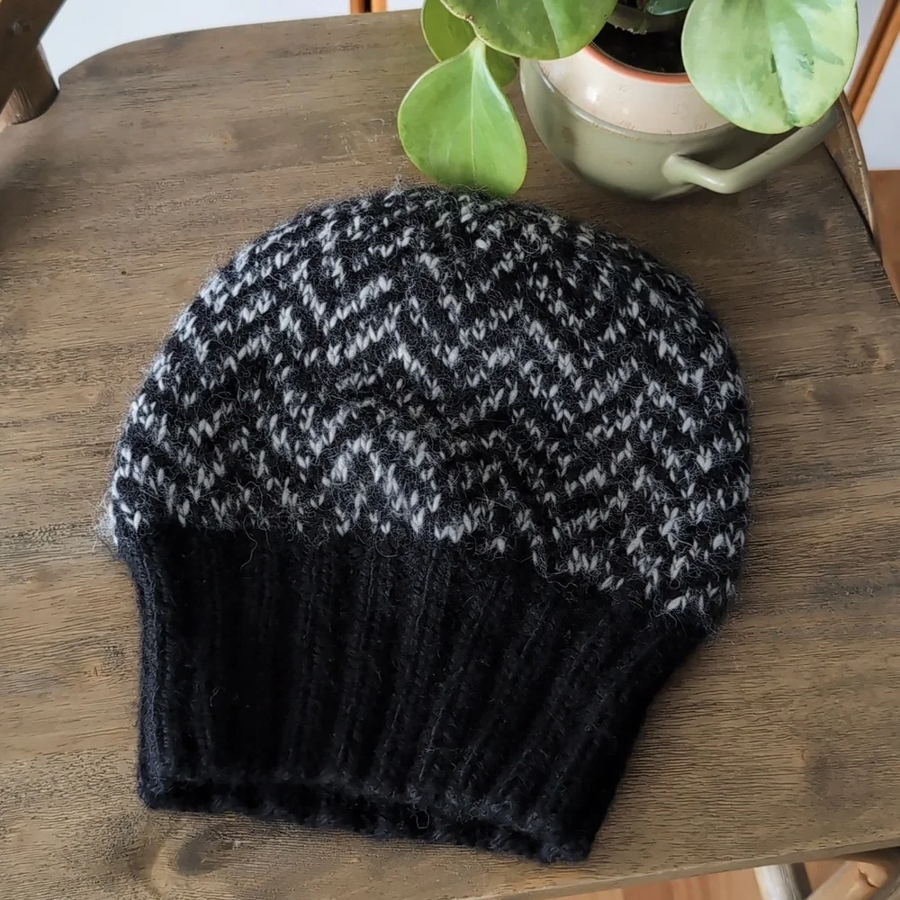 Eugenia Kim Chevron Cable Knit Slouch Beanie Alpaca Herringbone